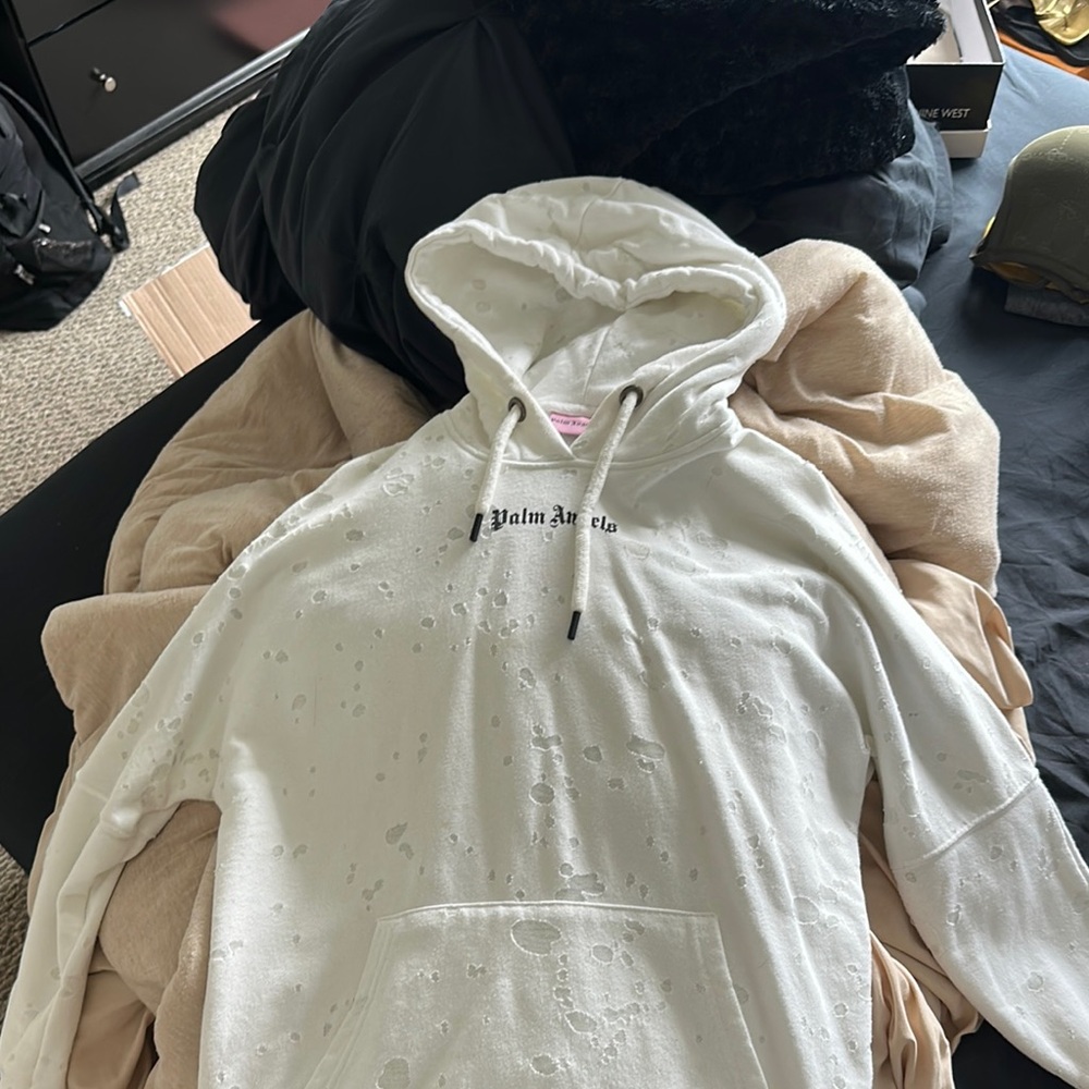 Palm Angels White Hoodie